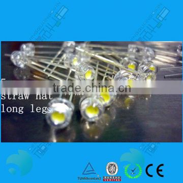Super Bright Water Clear White 5mm strawhat led diode