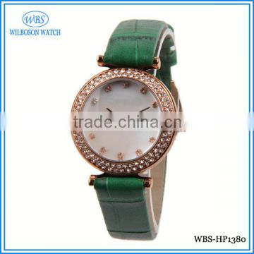 Leather strap fashion elegance quartz watch for lady