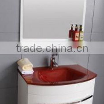 Europe hot sell modern PVC tempered glass bathroom cabinet T-6