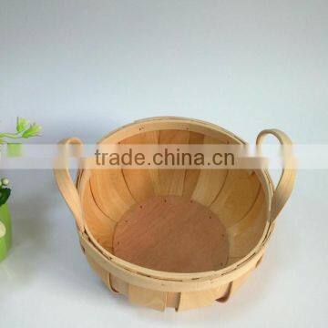 Woven wood chip fruit picking basket