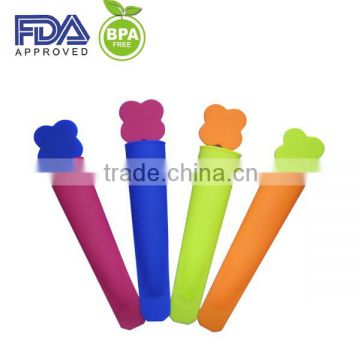 High Quality BPA Free Mini Silicone Ice Pop Mold Makers with Connected Lid