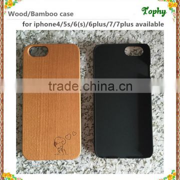 Cartoon pattern natural carving wood case for iphone 6