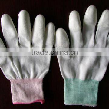ESD gloves, HAND GLOVE plastic dropping on fabric gloves