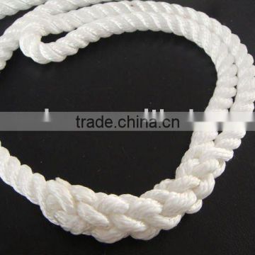 14mm 3-strand twist PP offshore rope with braided fork knot