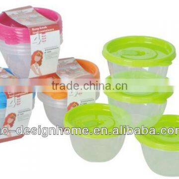 4 PCS FUCHSIA, TURQUOISE, LIME GREEN, ORANGE 0.45L ROUND PP PLASTIC FOOD CONTAINER