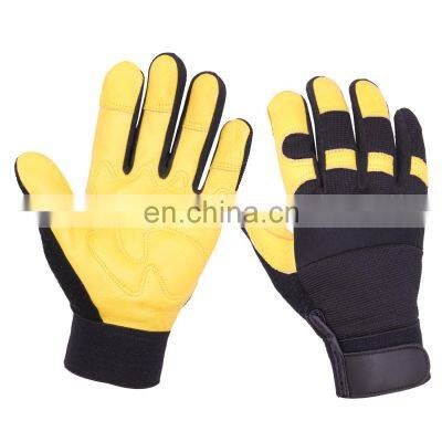 HANDLANDY Cow leather Motorcycle Cycling Industrial Construction Safety Working Gloves Men's Work Driver Gloves