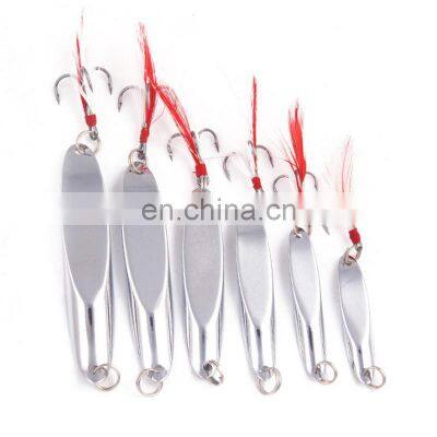 Amazon 7g 10g 15g 20g 30g 40g TOP Quality Luminous Factory Metal Blade Lure With Red Piece Fishing Spoon Bait