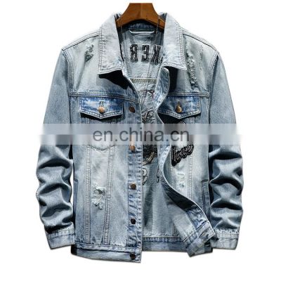 2019 jackette for men winter wholesale chaquetas hombre ripped motorcycle animals denim jean jaket washed men's jackets