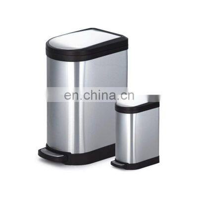 Durable rectangle stainless steel trash bin for sale strong pedal foot pedal bin 12L home trash bin