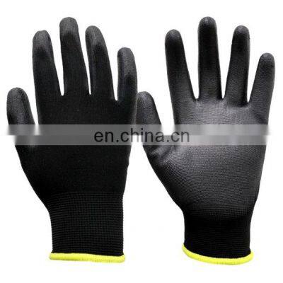 Factory Price Black Nylon PU Dipped Gripping Gloves, guante de poliuretano
