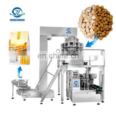 Stand Up Pouch Multihead Weigher Nuts Peanut Mesin Packing Premade Bag Dog Grain Dry Pet Food Doypack Packing Machine