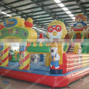 Pororo crazy penguin inflatable slide 14x7m high quality