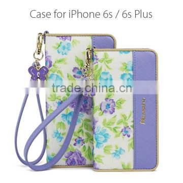 Two-Tone Color PU Leather Cell Phone/Mobile Phone Case/Booklet for iPhone 6/6plus for Lady/Female