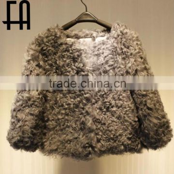 Factory direct wholesale fashion lady"s lamb fur jacket