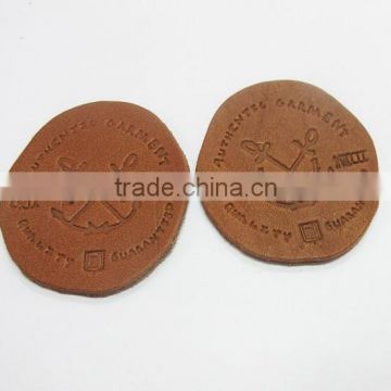 Brown Colored Oval Die Cut Unique Round Baby Garment Leather Patch