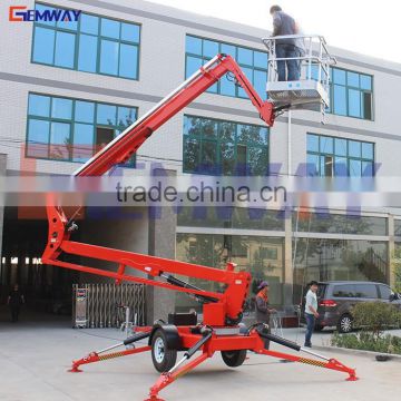 Hydraulic compact towable trailer mounted cherry picker boom lift for sale