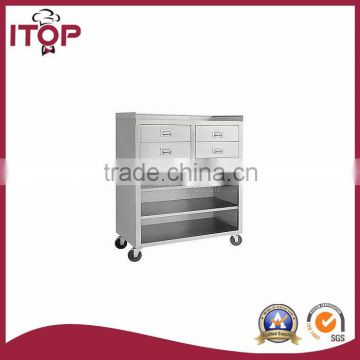 stainless steel AISI201 Movable Cabinet with 4 Drawers