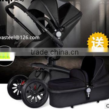 2016 Leather Material baby carrier/ baby pram/ baby stroller 3 in 1 manufacture with black; brown; white color