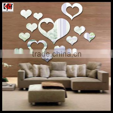 Love Mirror Heart Wall Bedroom Living Backdrop Wall Decoration Stickers