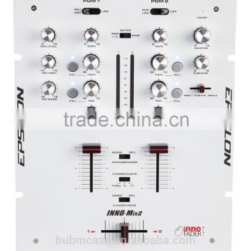 EPSILON INNO MIX 2 Pro DJ mixer also includes features like cross-fader start, cross-fader curve and reverse channel fader mode