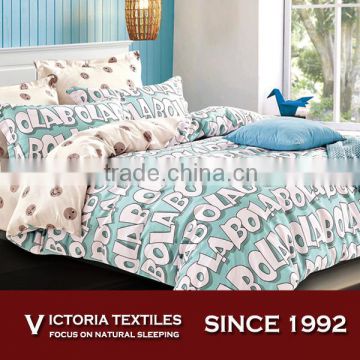 Brand New Letter Printed Green Background Duvet Quilt Cover Set Bedding Classic