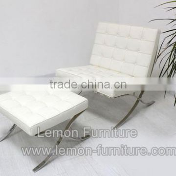 wholesale le corbusier white italy leather barcelona chair with 304 stainless leg