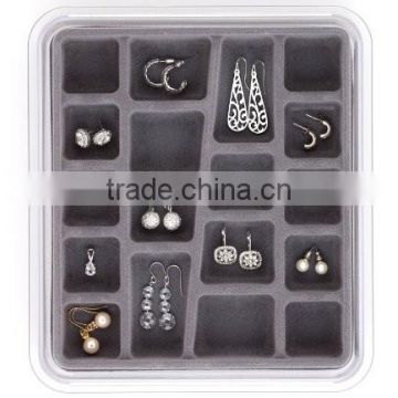 Hot sale plastic jewelry displays with transparent cover divided clear jewelry packaging displays