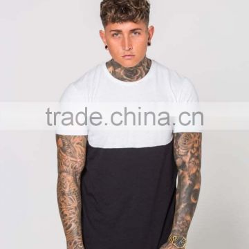 Lightweight 95% Cotton 5% Elastane Mens Longline T Shirt with Curved Hem 2 Tone T Shirt Long Drop Short Sleeve T Shirt