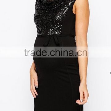 Maternity Sequin Cowl Neck Office Dress for pretty mother bodycon dress