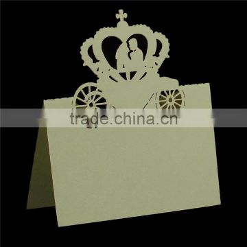 Paper Wedding Party Name Place Cards Crown Hollow Pale Yellow