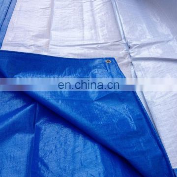 blue white poly tarp, white HDPE woven base fabric