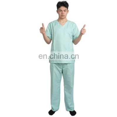 Custom Men hospital short sleeve waterproof washable  breathable medical scrubs suit