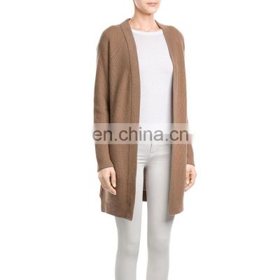 Cashmere crochet knit cardigan with pockets for women