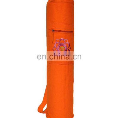 Single Chakra Embroidered private label option yoga mat bag canvas