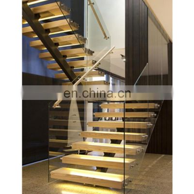 USA Construction Standard Modern Staircase Interiors Double/Single Keel Stairs With Wooden Tread