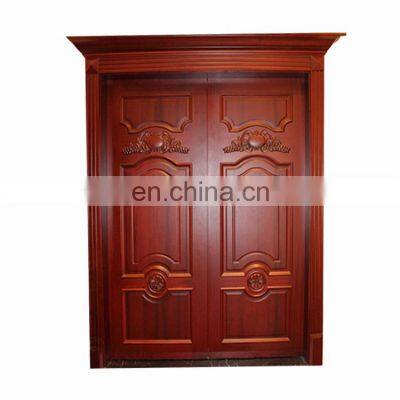 Mahogany Solid wood carved front double door design safe and soundproof entry wood doors