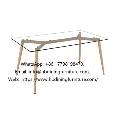 Rectangular glass transfer leg dining table
