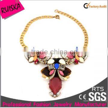 Wholesale Top Quality Thick Chain For Luxury Mix Color Resin Stone Necklace