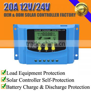 20A 12V/24V solar home system charge controller with LCD and 1 USB
