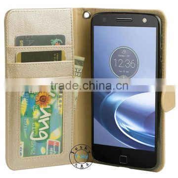 High Quality Protective PU Leather Case Cover for moto z force, Card Holder Wallet wholesale