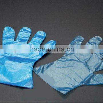 Clear and blue, size M / L / XL polyethylene plastic disposable industrial gloves(CE ISO FDA)