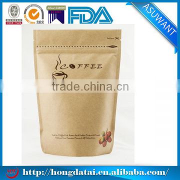 Kraft paper coffee bean package bag/ stand up resealable kraft paper bag for coffee