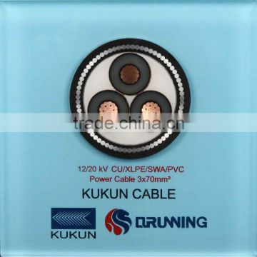 12/20kV CU/XLPE/SWA/PVC medium voltage power cable
