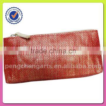 polyester with paper straw clutch bag color red and nature handbags for women