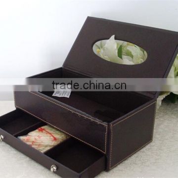 Elegant leather Hotel Supplies wooden tissue box cover