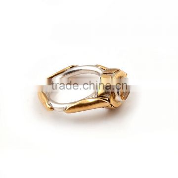 Handmade Two Tone 925 Silver Brass Ring With Citrine