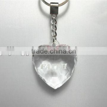 2015 China different color acrylic clear hanging decoration transparency heart with key ring