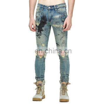 DiZNEW Wholesale high quality men painted jeans paint for men