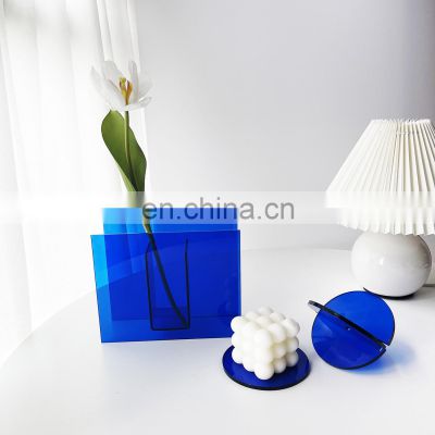 Acrylic Vase Colorful Nordic Geometric Minimalist Colorful Modern Contemporary Design Decoration Flower Vases for Home Office