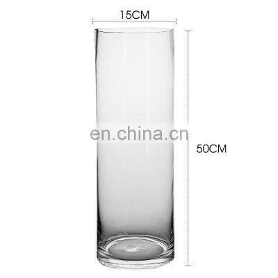 factory direct sale tall glass cylinder vase thick clear glass